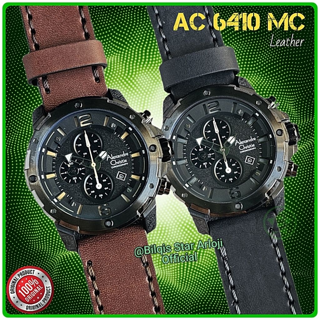 Alexandre Christie Pria Ac 6410 Mc Case Hitam Tali Kulit Original