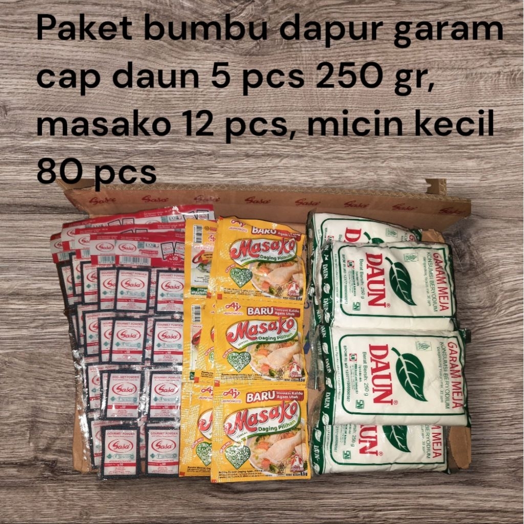 

❤️ ZAHRAZA 642❤️ PROMO BUMBU DAPUR 1 RTNG TEPUNG KOBE SERBAGUNA, MASAKO 2 RTNG, GARAM CAB DAUN 250GR 5 PCS