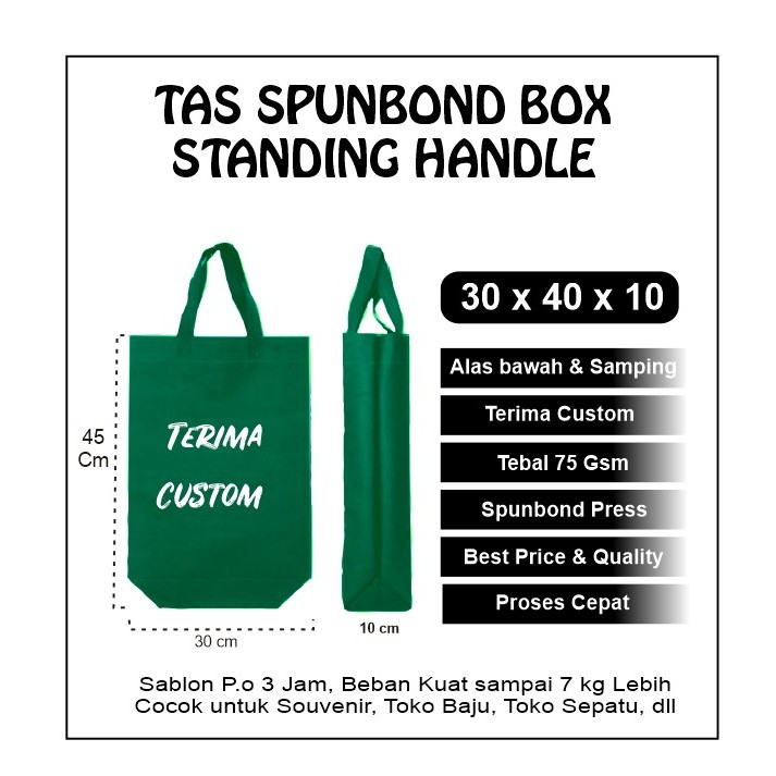 

30x45x10 asli Tas Spunbon Box Standing / Goodie Bag Souvenir Tas Sepatu