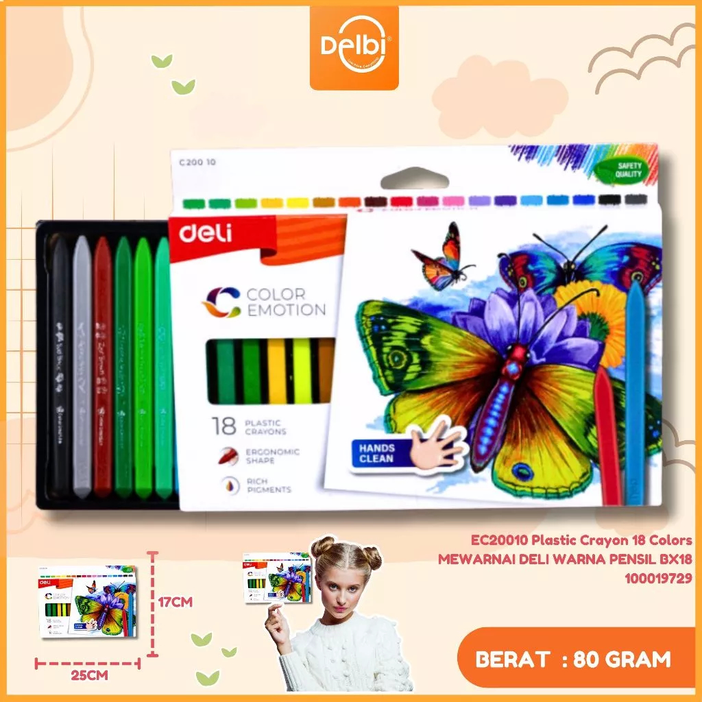

Deli Krayon Segitiga EC20000 Krayon Plastic 18 Warna Cerah Bentuk segitiga ergonomis