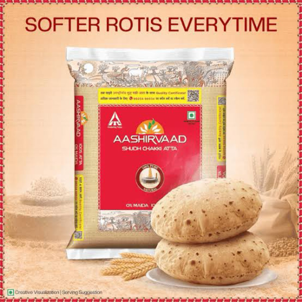

Aashirvaad Atta 1kg – Tepung Gandum Premium 100% Asli India ( whole wheat atta )