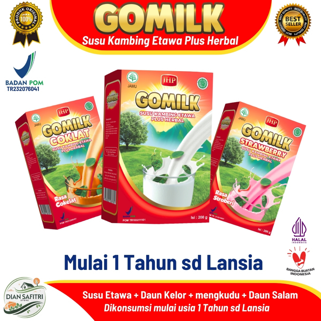 

Gomilk 200g – Susu Kambing Etawa Herbal | Tambah Nafsu Makan, Imunitas, Pencernaan, untuk semua usia