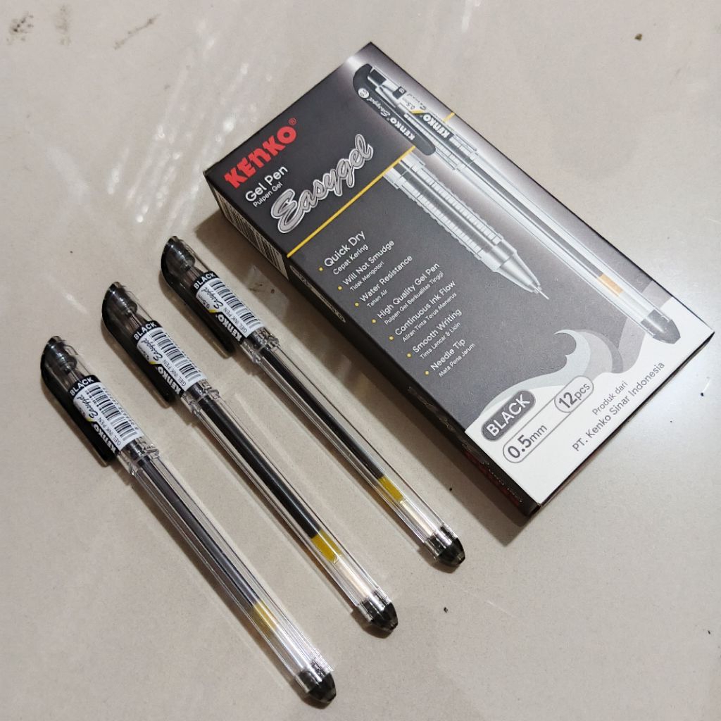 

1 Pak Pulpen Kenko Easy Gel 0.5mm Isi 12 Pcs HITAM