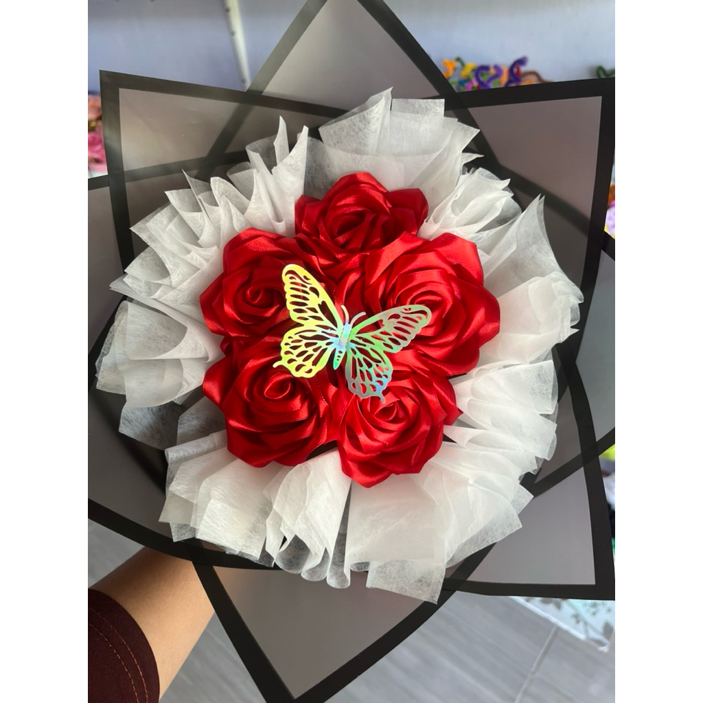 Buket Pita Satin 5 Tangkai / Buket Satin / Buket Bunga