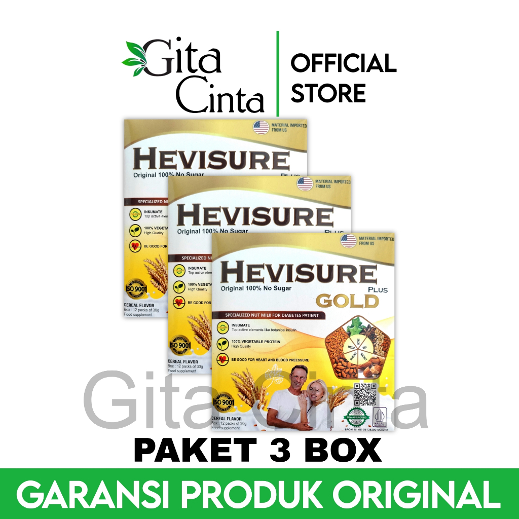 

3 Box Hevisure Gold Susu Untuk Diabetes Dan Kencing Manis Resmi Original Asli