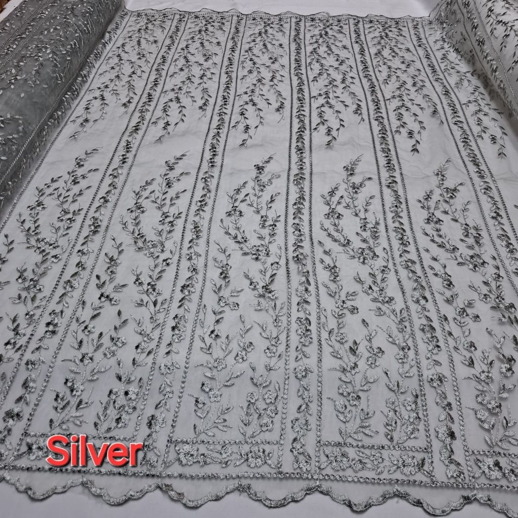 Kain bahan Organza bordir / kain organza sapto