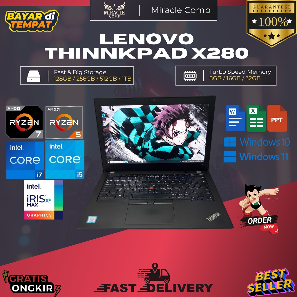 LENOVO THINKPAD X280 CORE i7 GEN 8th 16GB SSD 1TB NOT THINKPAD X390