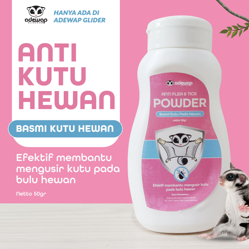 ADEWAP GLIDER Anti Flea & Tick Powder Bedak Anti Kutu Hewan Sugar Glider