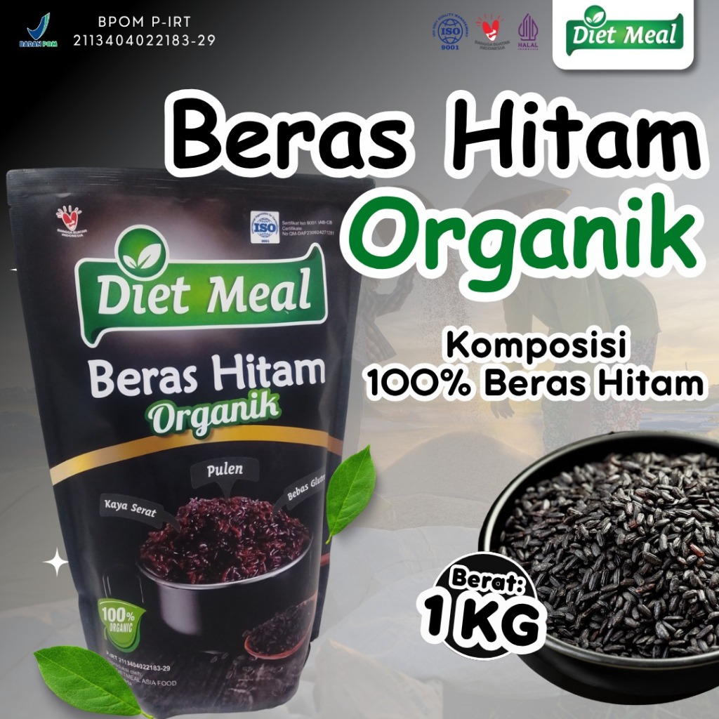Dietmeal Beras Hitam Organik Pulen Kemasan 1KG