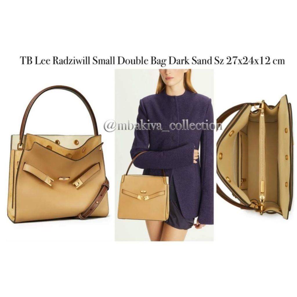 TB Lee Radziwill Small Double Bag Dark Sand