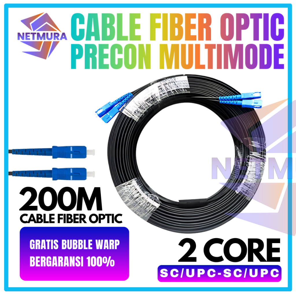 Kabel Precon FO Fiber Optic 2 Core SC UPC Outdoor 50M, 100M, 150M, 200M