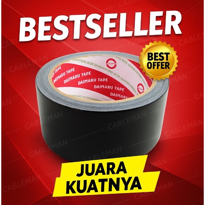 

[Ecer] Lakban Hitam Kain Daimaru 2 inch / 48 mm x 12 m satuan