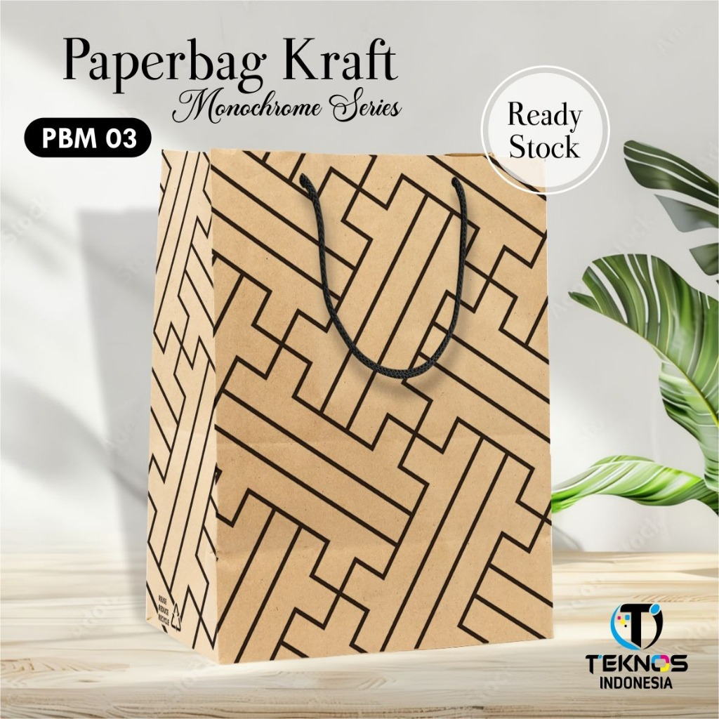 

[12PCS] PAPERBAG MONOCHROME SERIES - PAPER BAG HAJATAN READY STOCK - TAS TENTENG PBM 03 UKURAN 20 X 25 X 10CM