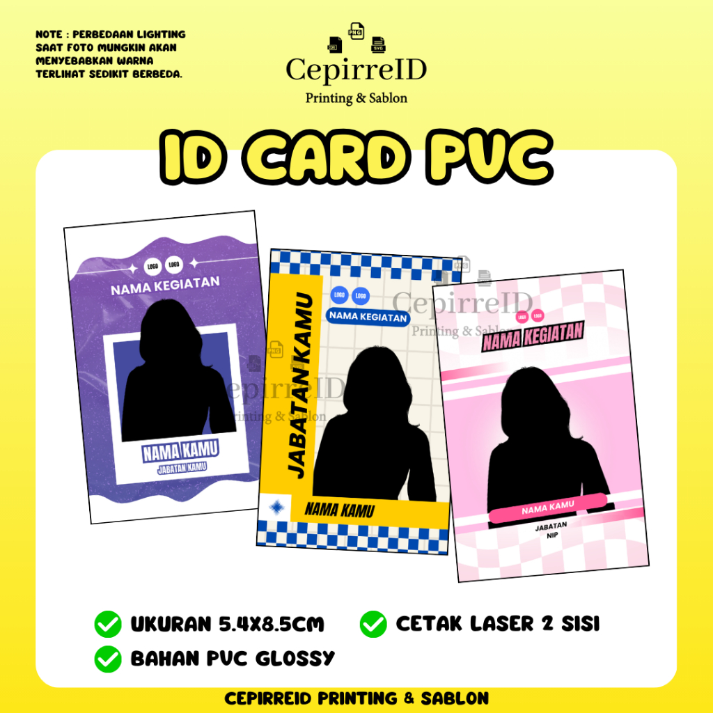 

CepirreID - ID Card PVC Nametag ID Card Nama Kamu Cetak Laser Anti Luntur