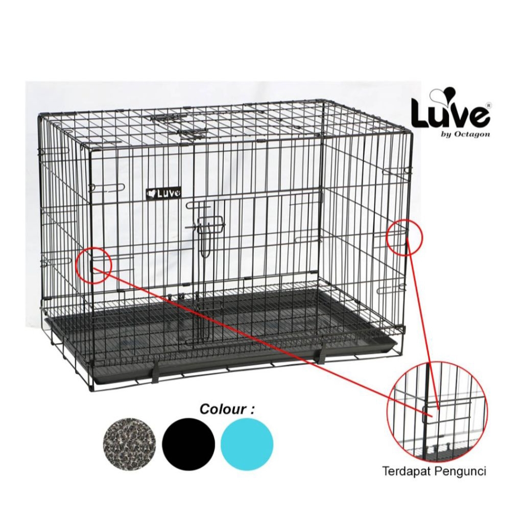 Kandang Besi Lipat LUVE pet 60 cm anjing kucing kelinci