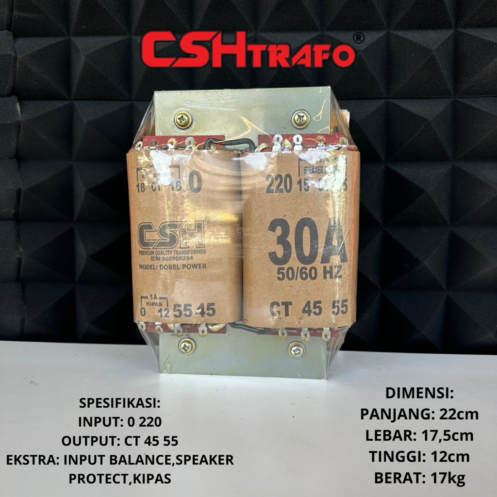 Trafo Dobel Power CSH 30A CT 55V 100% Tembaga Murni