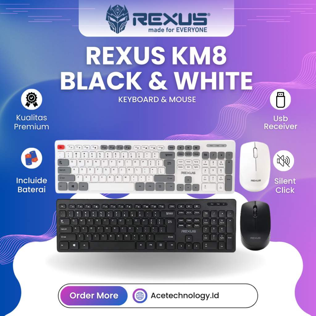 Rexus Keyboard Mouse Wireless KM8 -  KM8 V2