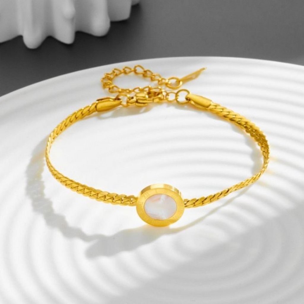 Gelang Titanium permata putih Elegan