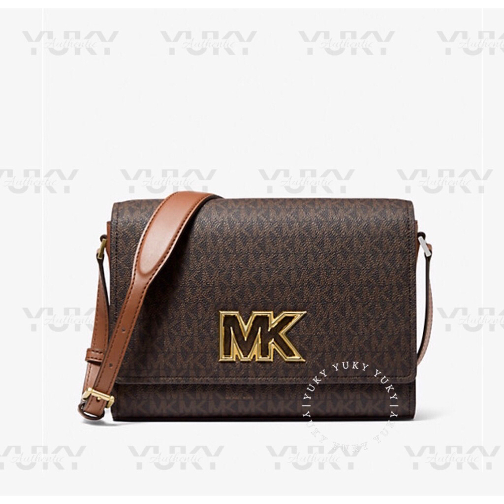 Tas Wanita Branded MICH*EL KO*S MK Mini Medium Flap sign Brown 100% Original