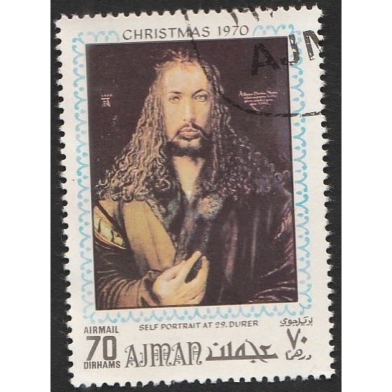 

a 11503 SATU BUAH PRANGKO NOMINAL 70 DIRHAMS TEMA LUKISAN KARYA DURER DENGAN KONDISI SUDAH ADA CAP