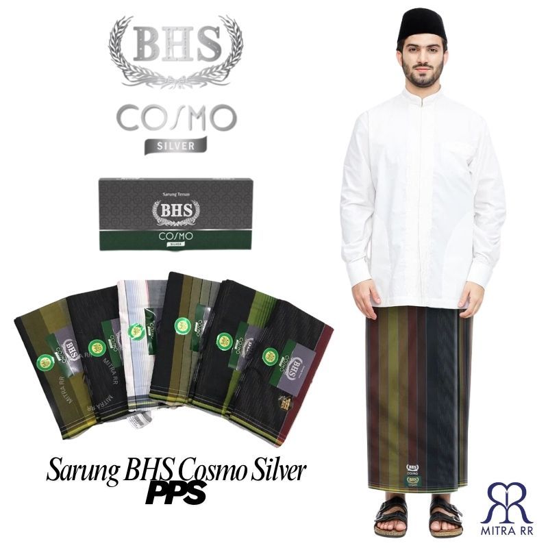 Sarung BHS Cosmo Silver PPS Salur Warna | Sarung BHS Original Sarung Tenun Dewasa