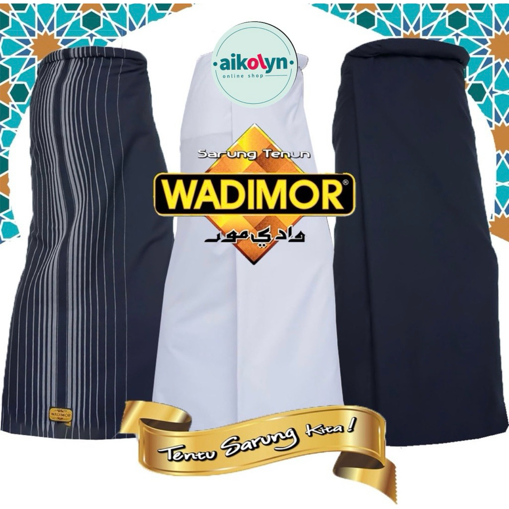 Sarung WADIMOR HITAM PUTIH POLOS Tumpal Tenun Dewasa premium