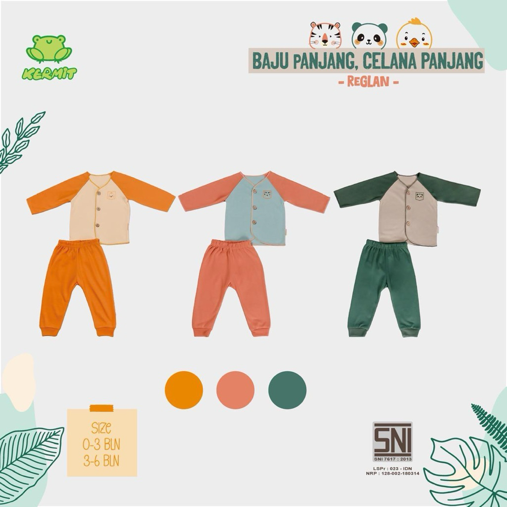 (Khusus Batam ) Kermit Setelan Baju Panjang NB 3pcs