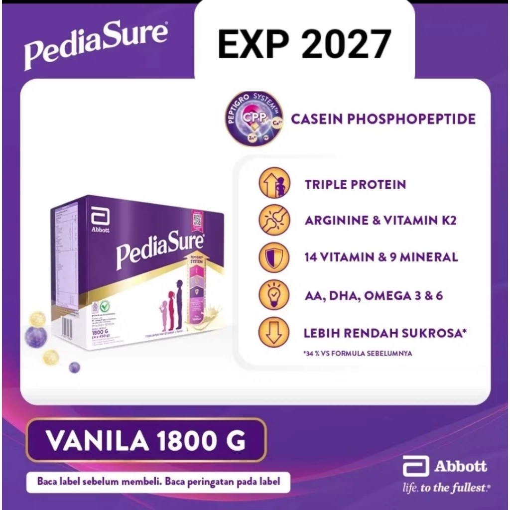 

PediaSure Vanila 1800 g (1-10th) - Nutrisi Pertumbuhan
