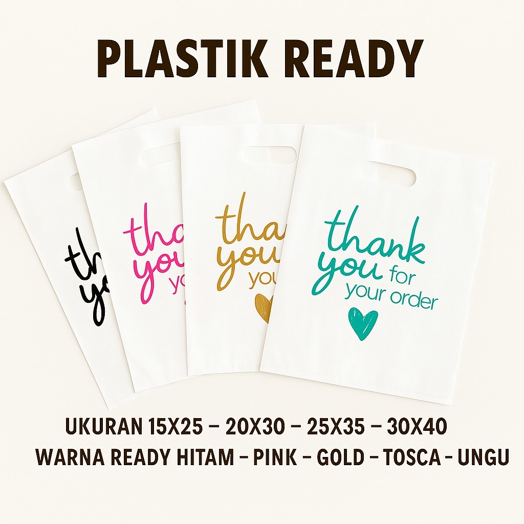 kantong plastik pe motif thank you | kantong plastik aksesoris