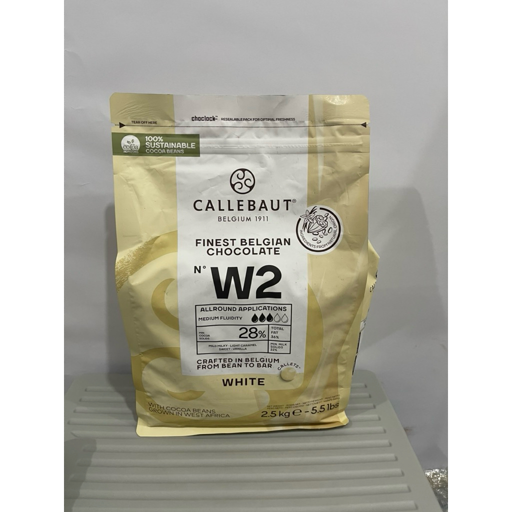 

Callebaut White Chocolate Repack 100gr Cokelat Putih Couverture Belgia Premium