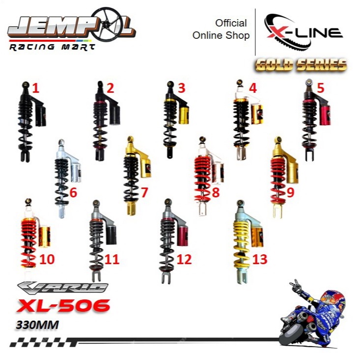 Xline Shock Skok Shockbreaker Belakang Vario 110 125 150 330mm Tipe 506 Tabung Atas Original 100%