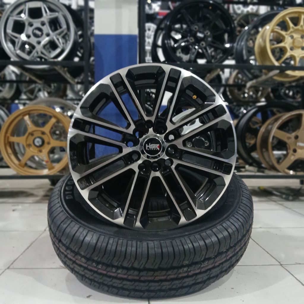 R15 HSR Alkani Diamond Black Machine Face • Velg Racing Mobil Stream, Innova, Apv, Luxio, Ertiga, dl