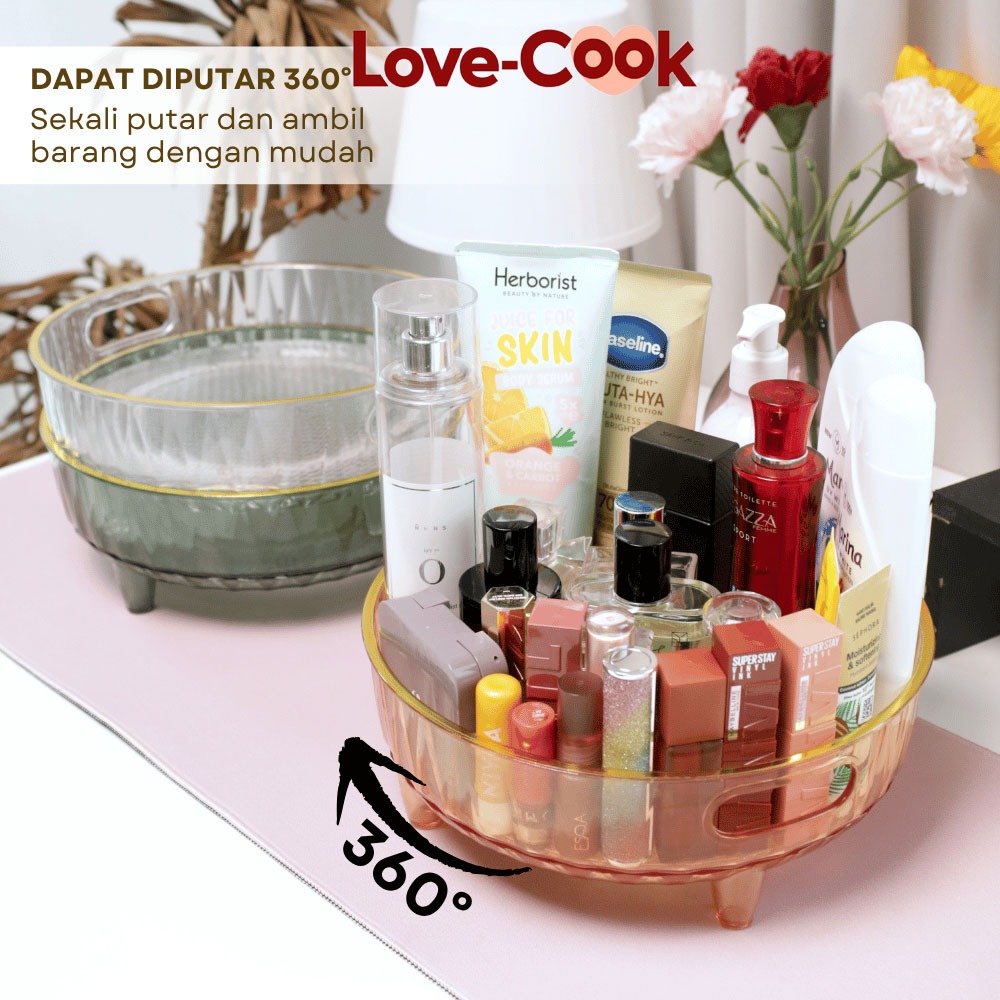 Love Cook 360° Rak Rotating Rak Kosmetik Aesthetic Tempat Make Up Skincare Cosmetic Nampan Wadah Put