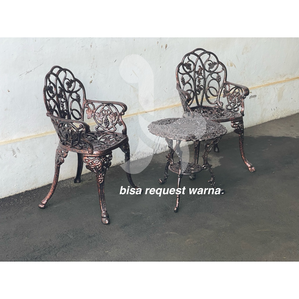 kursi taman besi minimalis 1 set
