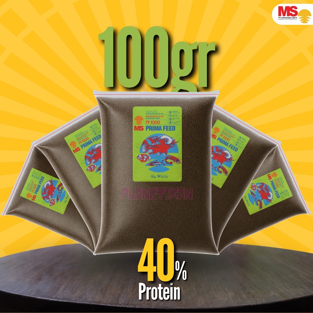 PF 1000 PAKAN PELET IKAN KECIL KEMASAN 100GR - MATAHARI SAKTI PF1000 / MAKANAN IKAN CUPANG, MAKANAN 