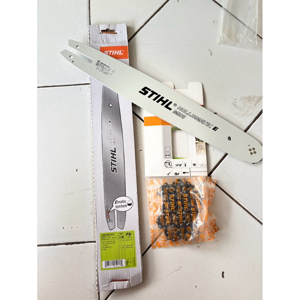 Paket Hemat Guide Bar + Rantai Chainsaw 16 Inch Stihl Original