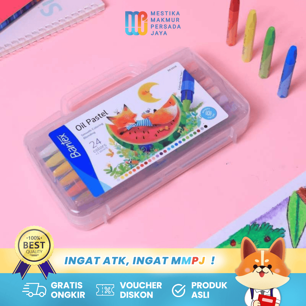 

Bantex Crayon Oil Pastel 24 Warna PP Box Warna Cerah Halus BK3008