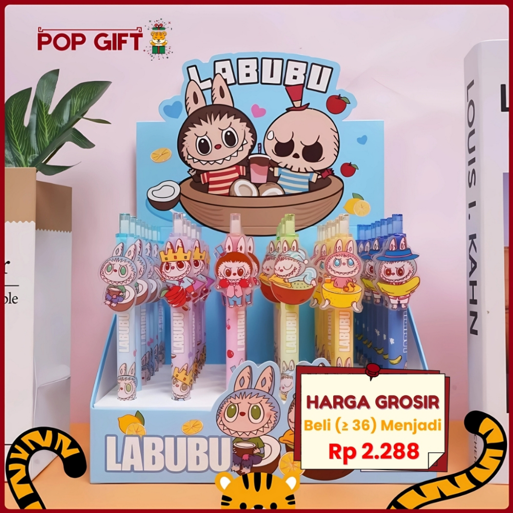 

PG Pulpen Pena Cetek Aklirik Pena 0.05MM 0.38MM Motif Karakter Kartun Labubu ATK Pulpen Premium AT45