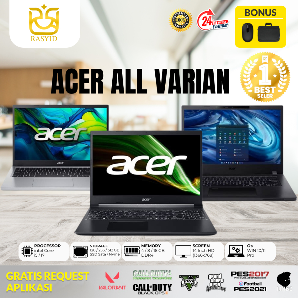 Laptop Acer ALL Varian Intel Core i5 / i7 Ram 16gb Ssd 256gb Mulus Bergaransi