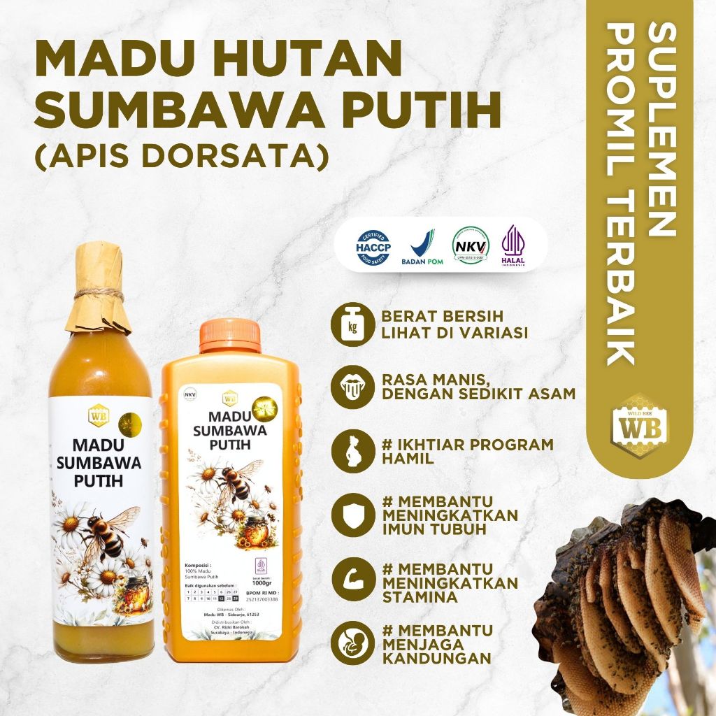 

MADU ASLI Sumbawa Putih/Lebah Apis Dorsata