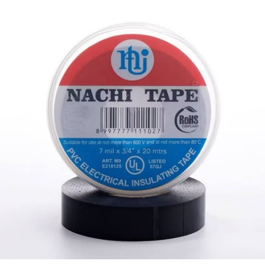 

Nachi Tape Premium PVC UL Hitam (Dus Plastik 7mil x 3/4" x 20m)