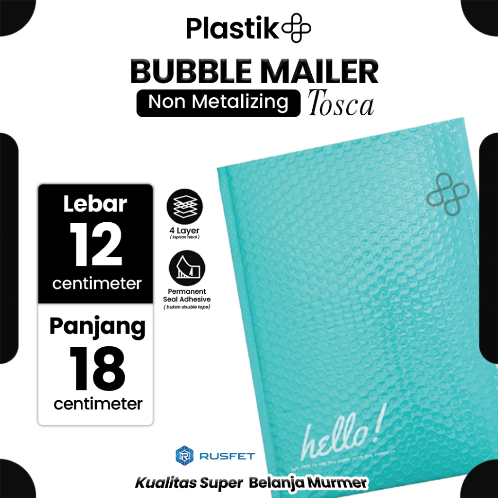 

Amplop Security Bubble Mailer Tosca (Biru) Glossy 12 x 18cm Premium Solid Color Rusfet Harga Satuan