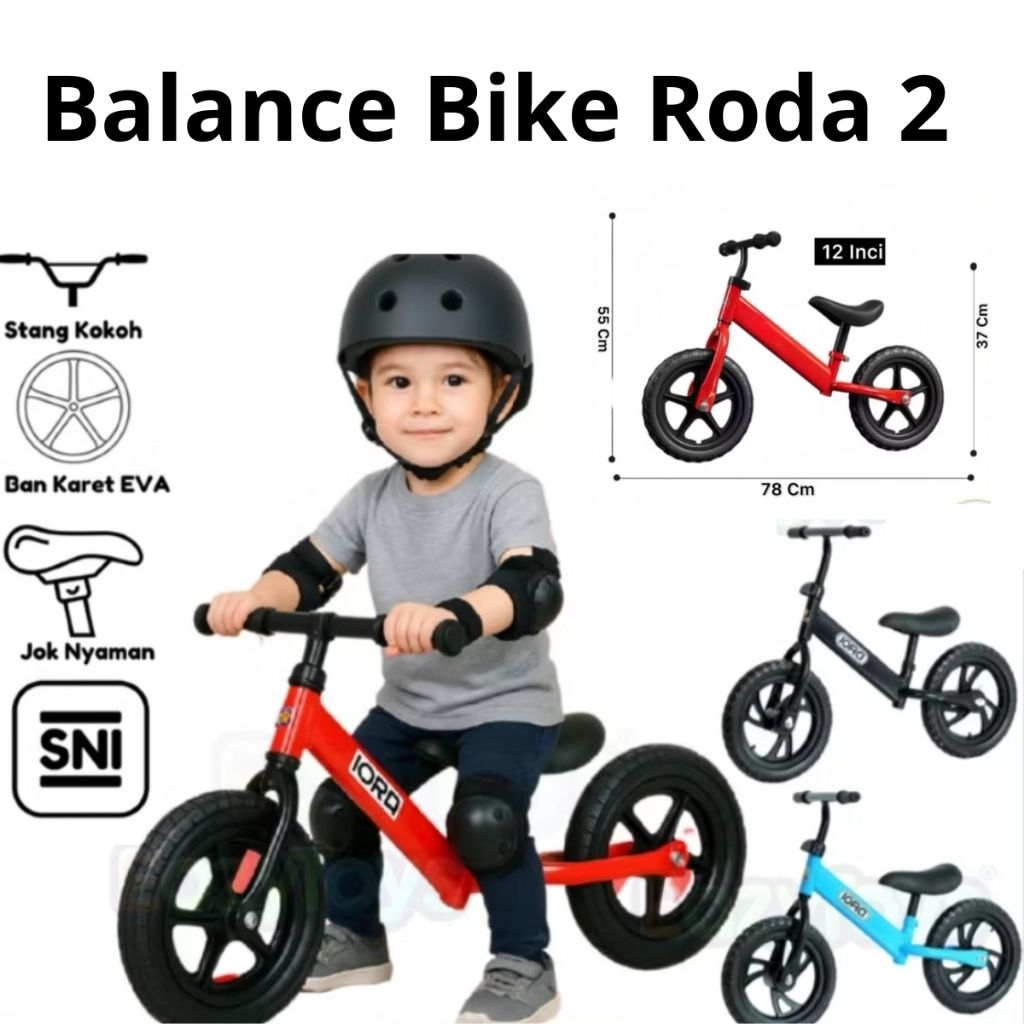 Balance Bike Sepeda Roda Dua Sepeda Keseimbangan Anak Umur 1 2 3 4 5 Sepeda Tanpa Pedal Warna Terlengkap