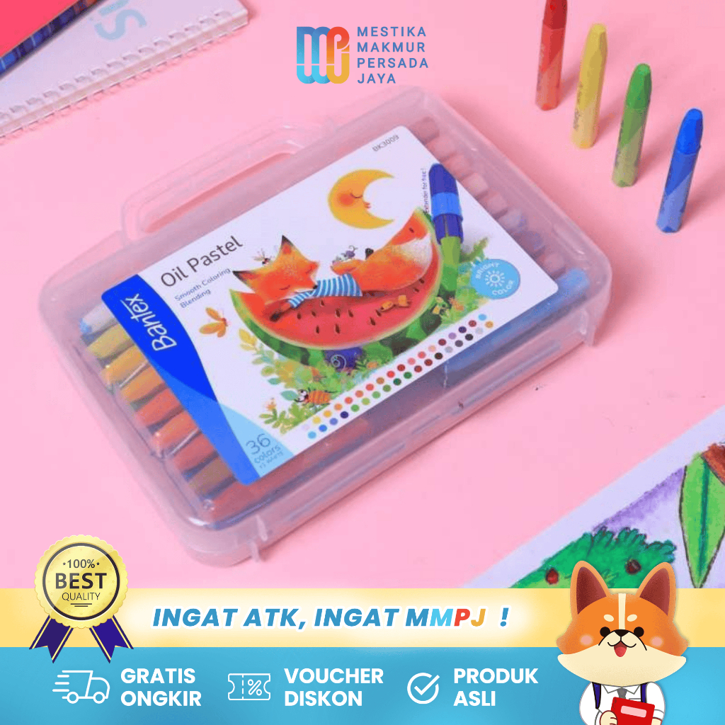 

Bantex Crayon Oil Pastel 36 Warna PP Box Warna Cerah Halus BK3009