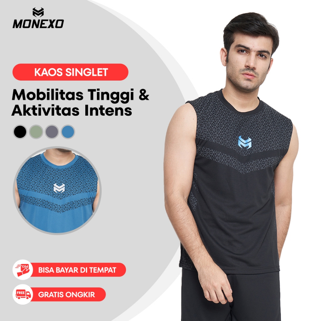Monexo - Singlet Pria Tank Top Olahraga Gym Kaos Tanpa Lengan Pria Dewasa SK09