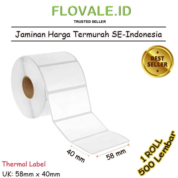 

LABEL THERMAL [58 x 40] KERTAS STICKER BARCODE 58x40 mm (500 Pcs)