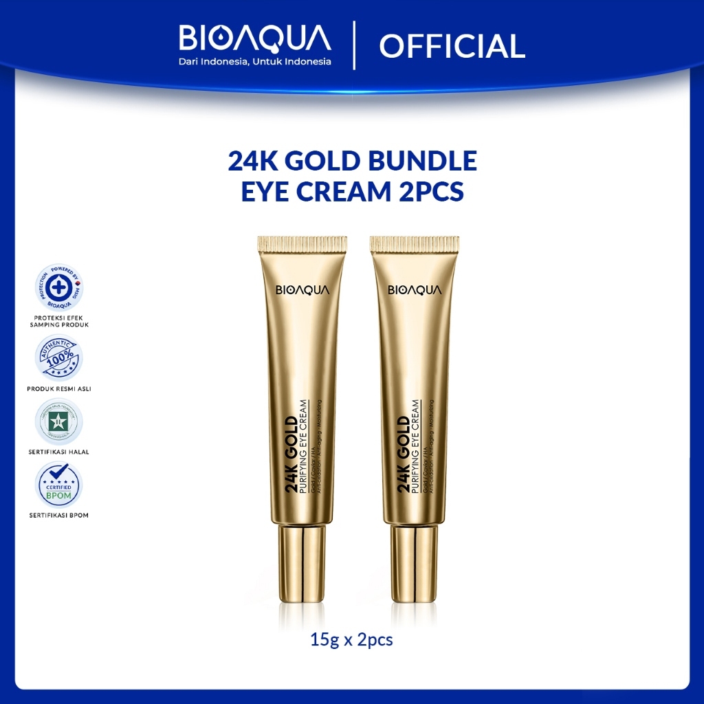 BIOAQUA 24K Gold Purifying Eye Cream 15g Atasi Mata Panda dan Garis Halus