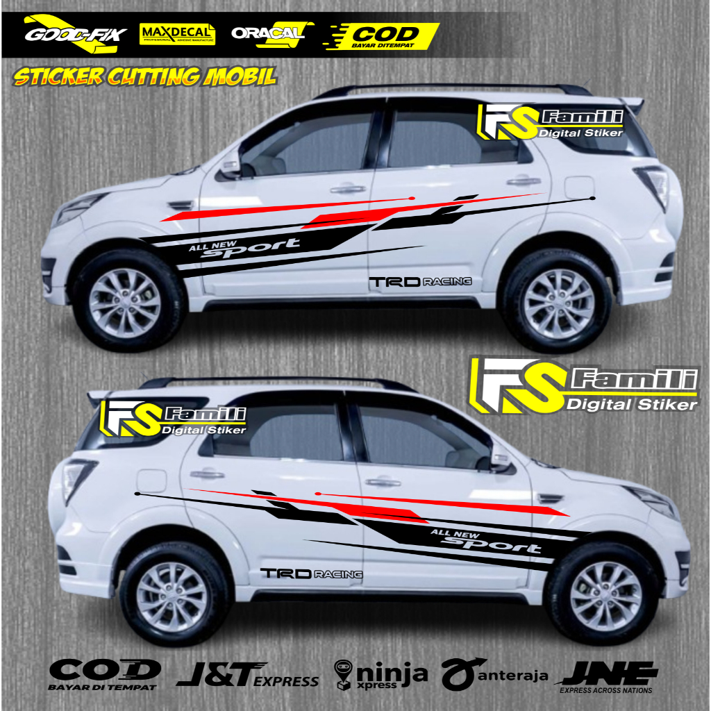 Terbaru Stiker Striping Mobil RUSH Stiker Cutting RUSH TRD Stiker Mobil