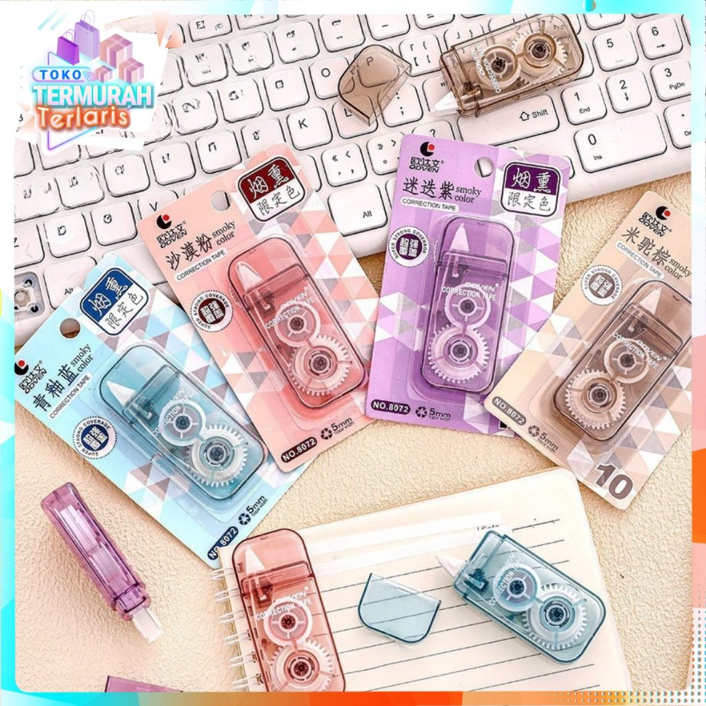 

TTT Correction Tape Smoky Color 3 Meter Students Stationary School Supplies Multiple Color 3M Penghapus Pena Roll Kertas