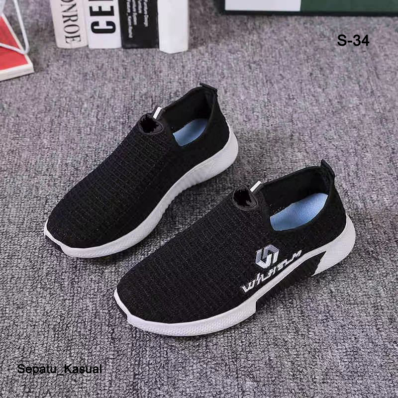 Sepatu Wanita Slip On Sneaker Wanita Rajut Import S-34